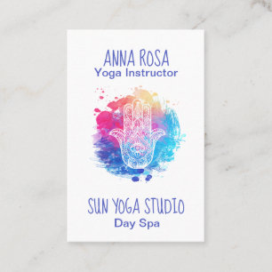 Cartão De Visita *~* Yoga Spa Watercolor Hamsa