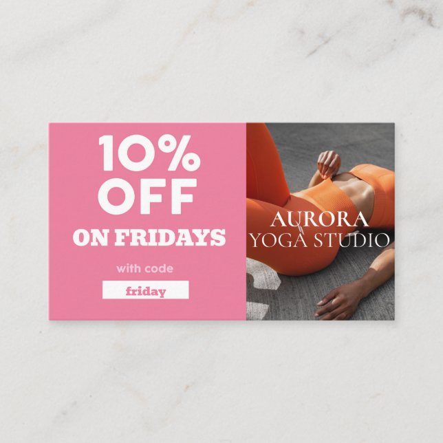 Cartão De Visita Yoga Studio Especial do Código de Desconto Sexta-f (Frente)