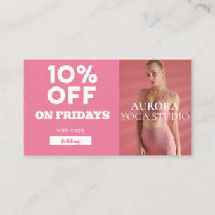 Cartão De Visita Yoga Studio Especial do Código de Desconto Sexta-f