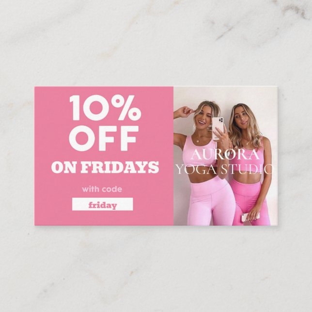 Cartão De Visita Yoga Studio Especial do Código de Desconto Sexta-f (Frente)