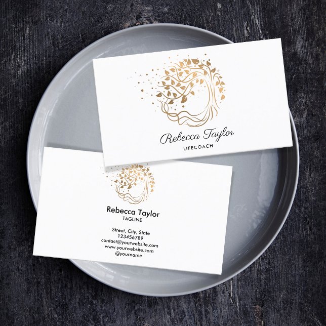 Cartão De Visita yoga trendy life eira tree (Criador carregado)