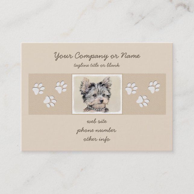 Cartão De Visita Yorkshire Terrier Puppy Pintura Original (Frente)