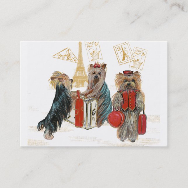 Cartão De Visita Yorkshire Terriers viajando (Frente)