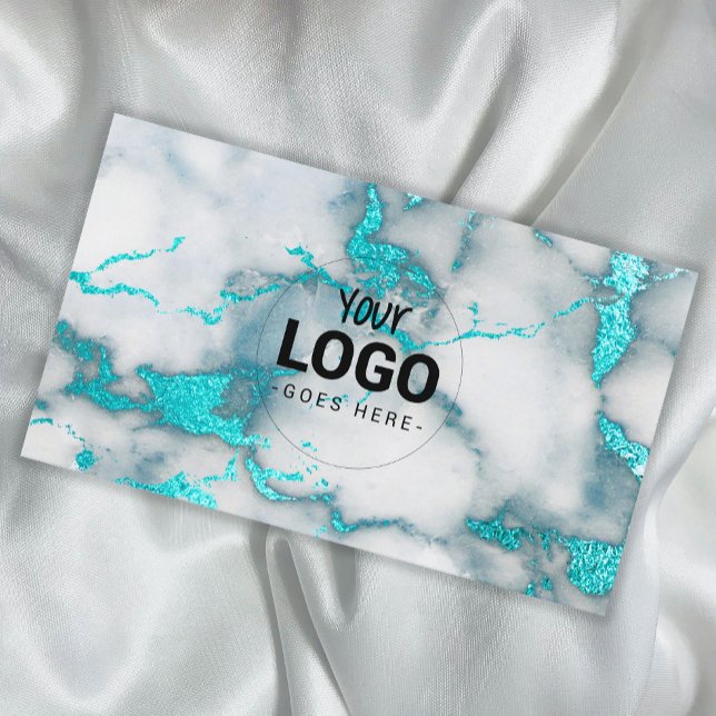 Cartão De Visita your logo on teal marble (Criador carregado)