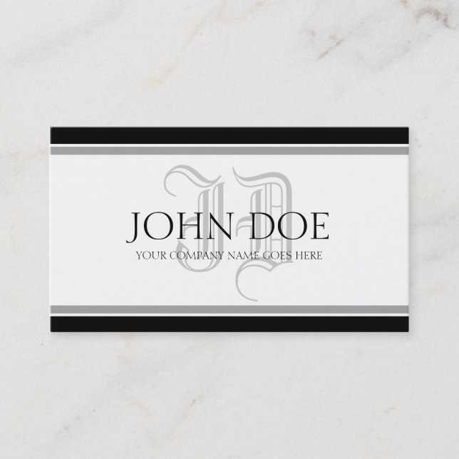 Cartão De Visita YourJobTitle! Monograma de prata romano (Frente)