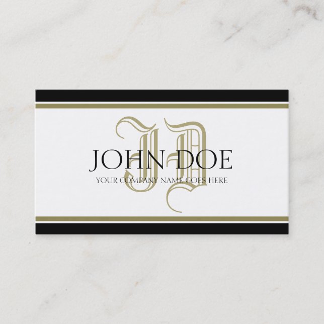 Cartão De Visita YourJobTitle! Monograma Dourado romano (Frente)