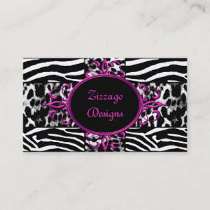 Cartão De Visita Zebra Black White Leopard Stripe Zebra Preto-Rosa-
