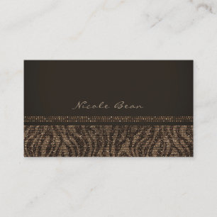 Cartão De Visita Zebra Brilho Marrom Dourado Glam Chic Elegante Bri