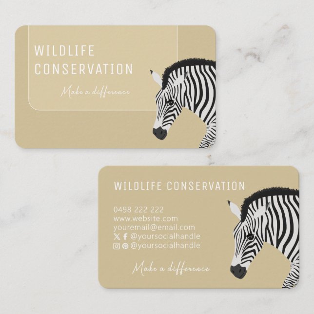 Cartão De Visita Zebra em branco e preto Amarelo (Frente/Verso)