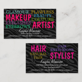Cartão De Visita Zebra Stripes Makeup Artist e Hair Stylist