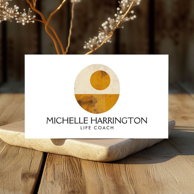 Cartão De Visita Zen Calm Meia-Séc. Design Life Coaches, Yoga (Criador carregado)