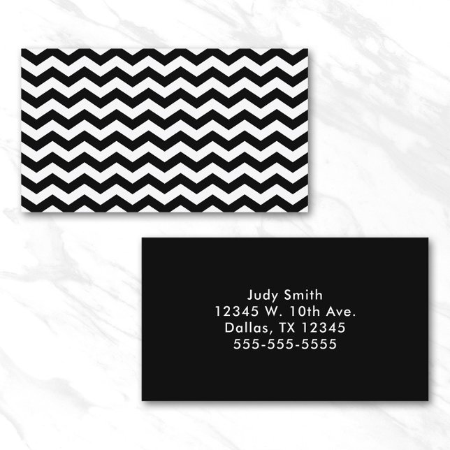 Cartão De Visita Zig Zag Preto e Branco (White and Black Zig Zag Business Card)