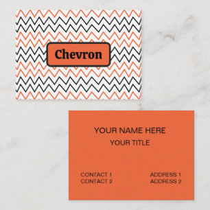 Cartão De Visita Zigue-zague Chevron Laranja Preto