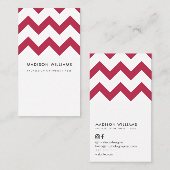 Cartão de visita Zigzag mínimo de Na moda personal (Frente/Verso)