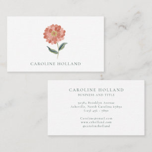 Cartão De Visita Zinnia Floral Feminina Personalizada em Aquarela