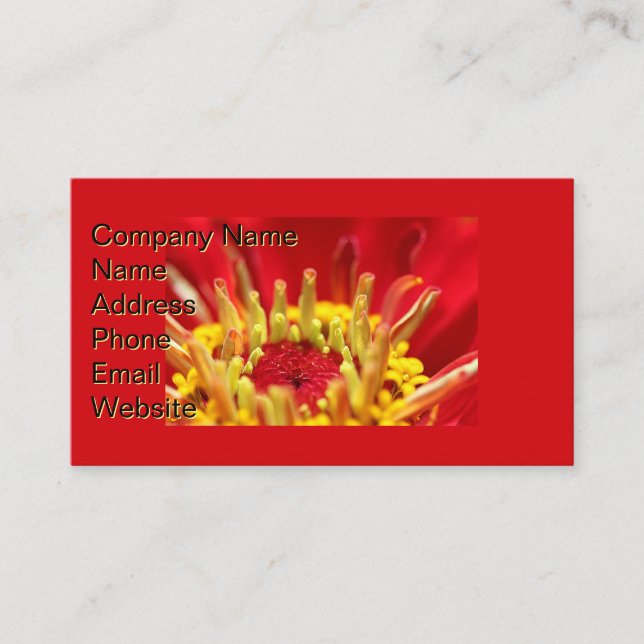 Cartão De Visita Zinnia Flower Heart (Frente)