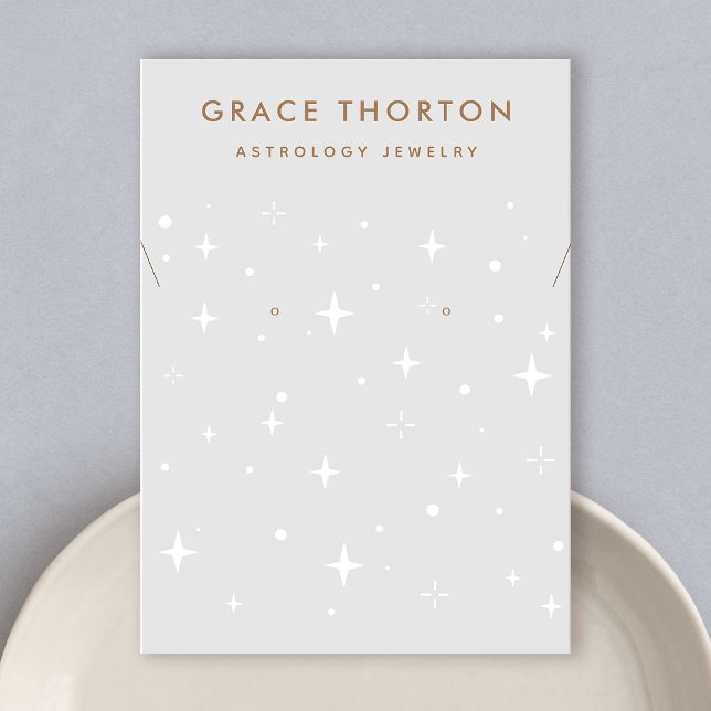 Cartão De Visita Zodiac Celestial Stars Cinza Arrefecendo Colar (Criador carregado)