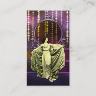 Cartão De Visita Zohara: Mulher do art deco no amarelo & na ameixa