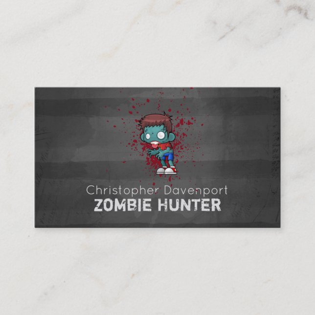 Cartão De Visita Zombie Hunter com Splatter Legal (Frente)