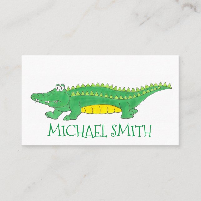 Cartão De Visita Zoológico de Crocodilo de Répteis do Gator Verde (Frente)