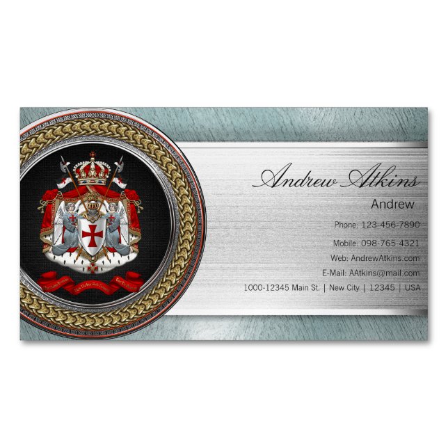Cartão De Visitas Magnético [100] Cavaleiros Templários Casaco de Armas (Frente)