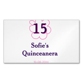 Cartão De Visitas Magnético 15 quinceanera feliz aniversário rosa púrpura