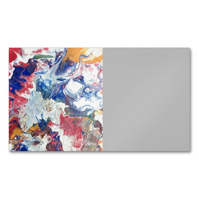 Cartão De Visitas Magnético Abstrato vermelho-branco-preto (Frente)