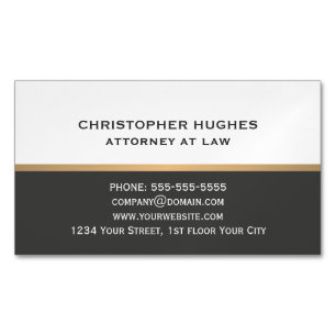Cartão De Visitas Magnético Advogado escuro elegante simples do ouro do falso