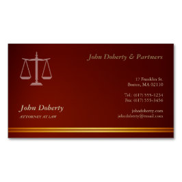Cartão De Visitas Magnético ADVOGADO | Vermelho Elegante
