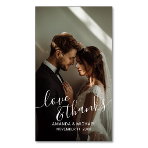 Cartão De Visitas Magnético 'Amor & Agradecimento' Favor de Casamento com Foto