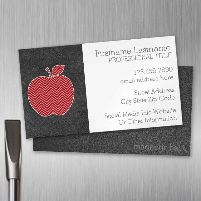 Cartão De Visitas Magnético Apple de professor personalizado com padrão de mod (Custom Business Card Magnet)