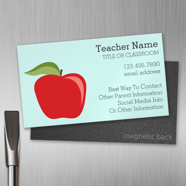 Cartão De Visitas Magnético Apple de Professora Personalizada com Apple Modern (Custom Business Card Magnet)