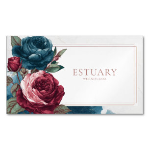 Cartão De Visitas Magnético Aquarela Mármore Rosa Teal Vermelho Sombrio Gótico