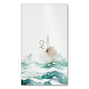 Cartão De Visitas Magnético Aquarela pastosa turquesa verde