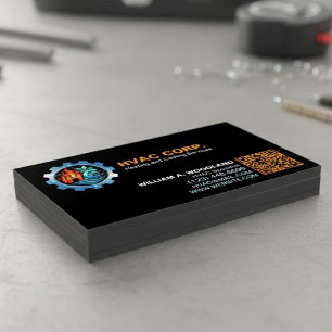 Cartão De Visitas Magnético Aquecimento e Refrigeração (Logotipo e Código Qr) 