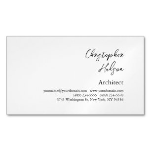 Cartão De Visitas Magnético Arquiteto Pleno Branco preto profissional
