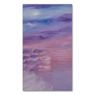 Cartão De Visitas Magnético Arte abstrata colorida azul rosa pôr do sol roxo