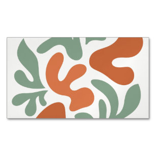 Cartão De Visitas Magnético arte abstrata de parede em verde salvia e terracot