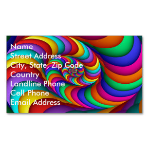 Cartão De Visitas Magnético Arte Fractal Arco-Íris Abstrato