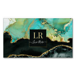 Cartão De Visitas Magnético Arte líquida Elegante de cor dupla e Abstrato Dour