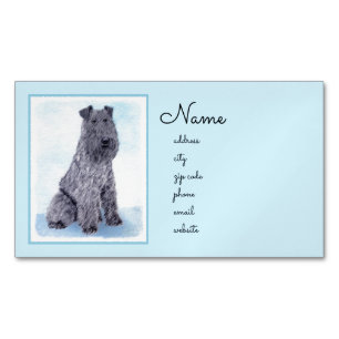 Cartão De Visitas Magnético Arte original de cachorro caipira azul Kerry Terri