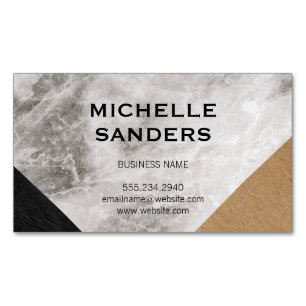 Cartão De Visitas Magnético Artesanato Geométrico de Couro Faux