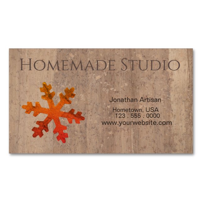 Cartão De Visitas Magnético Artisan Rustic Christmas (Frente)