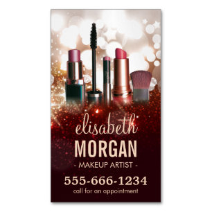 Cartão De Visitas Magnético Artista Cosmetólogo Shiny Glitter Sparkle