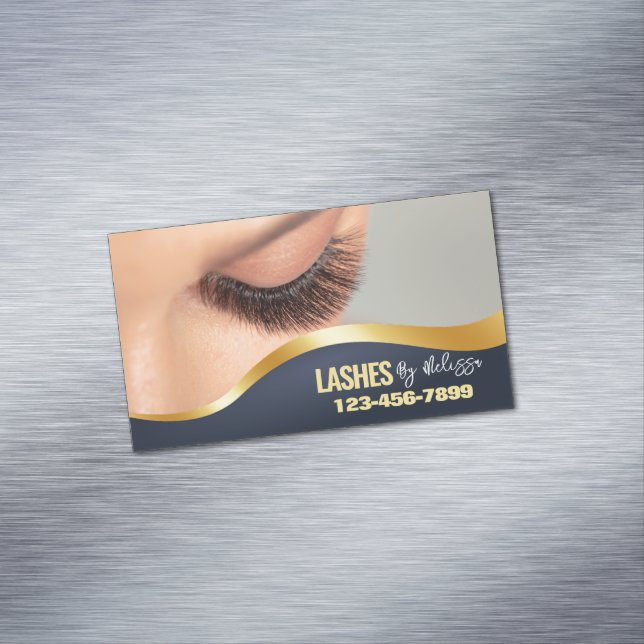 Cartão De Visitas Magnético Artista Lash da Beleza da Extensão Eyelash Moderna (Posição Original)
