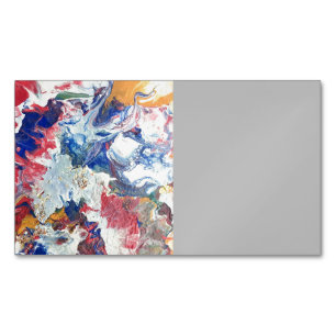 Cartão De Visitas Magnético Árvore florida abstrata vermelho branco azul amare