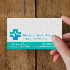 Cartão De Visitas Magnético Assistência Médica Moderna - Azul Verde Branco at Zazzle