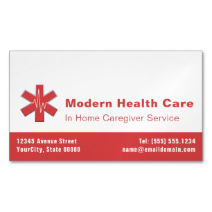 Cartão De Visitas Magnético Assistência médica - Vermelho Branco