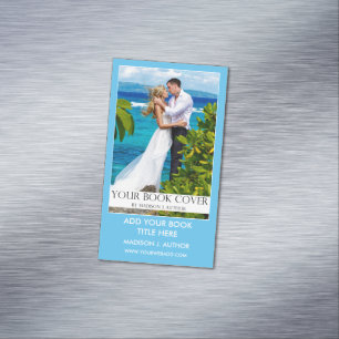 Cartão De Visitas Magnético Autor de Escritor Promoção de Livro Azul Claro