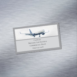 Cartão De Visitas Magnético Avião da Aeronave cinza Plano Piloto do Capitão no